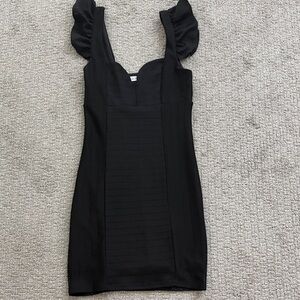 BCBGeneration Black Ruffle Strap Mini Dress